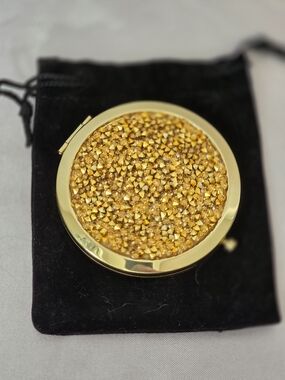 Gold Crystal Compact Mirror - Sparkling Top